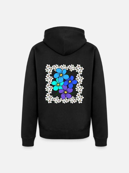 Floral Floral Floral Vine Blooming Flower - Unisex Premium Organic Zip Hoodie - black