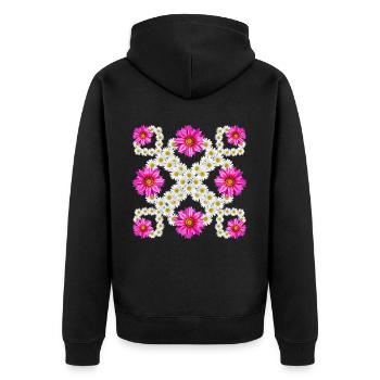 Gazania Marguerite Blossom Floral Pattern Daisies - Unisex Premium Organic Zip Hoodie - black - Back - Nico (187cm)