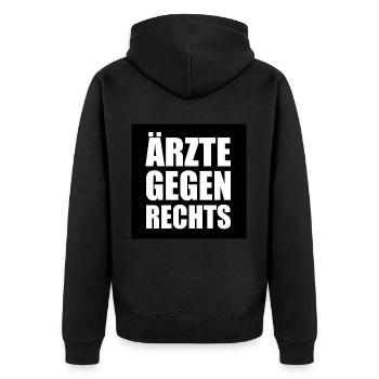 Ärzte gegen rechts - Unisex Premium Bio Zip Hoodie - Schwarz - Hinten - Nico (187cm)