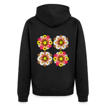 Gazania Daisies Sunflowers Blossom Floral Design - Unisex Premium Organic Zip Hoodie - black - Back - Nico (187cm)