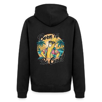 Lustige Banane mit Spruch für den Urlaub - Unisex Premium Bio Zip Hoodie - Schwarz - Hinten - Nico (187cm)