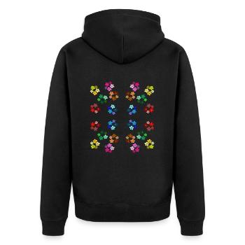 motif floral vrille florale fleur fleurie floral - Veste à capuche bio Premium Unisexe - noir - Dos - Nico (187cm)