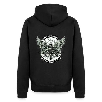 Ne conduisez pas plus vite que votre ange ne peut voler - Veste à capuche bio Premium Unisexe - noir - Dos - Nico (187cm)