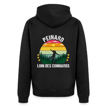 Peinard loin des connards humour randonneur cadeau - Veste à capuche bio Premium Unisexe - noir - Dos - Nico (187cm)