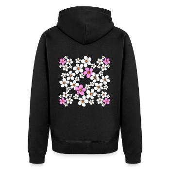 fleur de motif floral fleur de vrille florale - Veste à capuche bio Premium Unisexe - noir - Dos - Nico (187cm)
