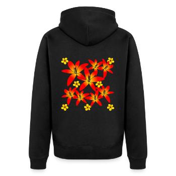 Fleur florale à motif floral coloré - Veste à capuche bio Premium Unisexe - noir - Dos - Nico (187cm)