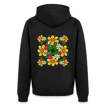 bouquet motif floral fleur vrille florale floral - Veste à capuche bio Premium Unisexe - noir - Dos - Nico (187cm)