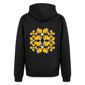 blooming marigolds, daisy flower, floral blossom - Unisex Premium Organic Zip Hoodie - black - Back - Nico (187cm)