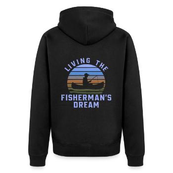 Lustige Angler Sprüche Angeln Angler Spruch - Unisex Premium Bio Zip Hoodie - Schwarz - Hinten - Nico (187cm)