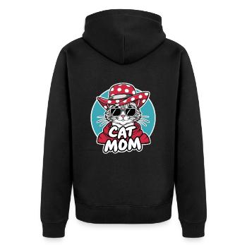 Cat Mom Lustige Katze mit Sonnenbrille und Kleider - Unisex Premium Bio Zip Hoodie - Schwarz - Hinten - Nico (187cm)