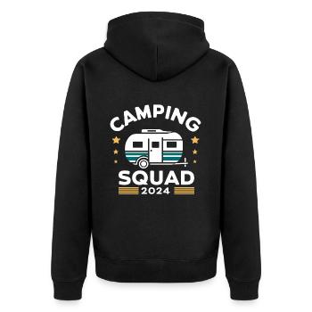 Camping Squad 2024 Wohnwagen Campen - Unisex Premium Bio Zip Hoodie - Schwarz - Hinten - Nico (187cm)