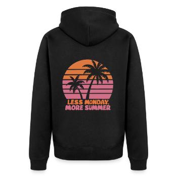 Retro sunset with palm trees and saying - Unisex Premium Organic Zip Hoodie - black - Back - Nico (187cm)