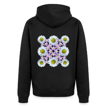 Motif Floral Fleur De Marguerite Fleur De Vigne Fleur - Veste à capuche bio Premium Unisexe - noir - Dos - Nico (187cm)