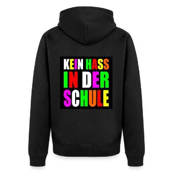 Kein hass in der schule - Unisex Premium Bio Zip Hoodie - Schwarz - Hinten - Nico (187cm)