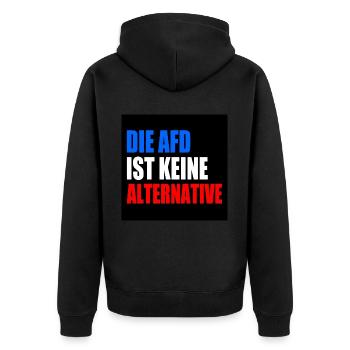 die afd ist keine alternative - Unisex Premium Bio Zip Hoodie - Schwarz - Hinten - Nico (187cm)