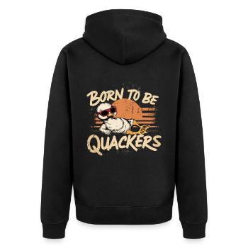 Born To Be Quackers für einen Enten Fan - Unisex Premium Bio Zip Hoodie - Schwarz - Hinten - Nico (187cm)