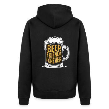 Bier Bierkrug Spruch Beer Friends Forever - Unisex Premium Bio Zip Hoodie - Schwarz - Hinten - Nico (187cm)