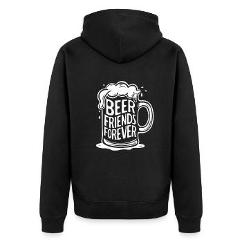 Bier Bierkrug Spruch Beer Friends Forever - Unisex Premium Bio Zip Hoodie - Schwarz - Hinten - Nico (187cm)