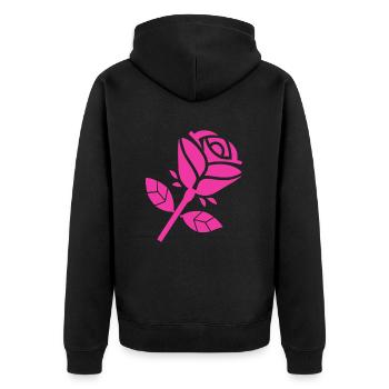 Abstract Rose Minimalist Roses Flowers - Unisex Premium Organic Zip Hoodie - black - Back - Nico (187cm)