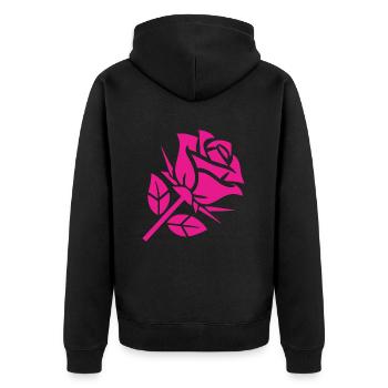 Abstract Rose Minimalist Roses Flowers - Unisex Premium Organic Zip Hoodie - black - Back - Nico (187cm)