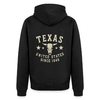 Texas, États-Unis Depuis 1845 États-Unis Amérique - Veste à capuche bio Premium Unisexe - noir - Dos - Nico (187cm)
