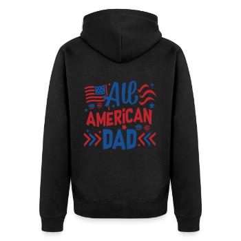 All American Dad Independence Day Amerika - Unisex Premium Bio Zip Hoodie - Schwarz - Hinten - Nico (187cm)