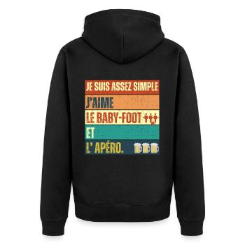 J' aime le baby-foot et l' apéro cadeau vintage - Veste à capuche bio Premium Unisexe - noir - Dos - Nico (187cm)