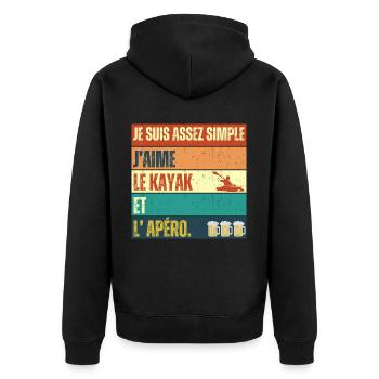 J' aime le kayak et l' apéro humour kayakiste - Veste à capuche bio Premium Unisexe - noir - Dos - Nico (187cm)