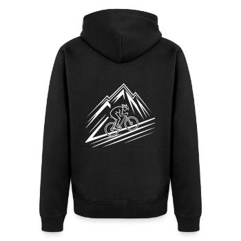 Fahrrad Berg Mountainbike Mountainbiker - Unisex Premium Bio Zip Hoodie - Schwarz - Hinten - Nico (187cm)