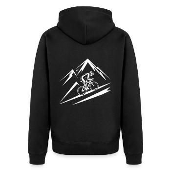 Fahrrad Berg Mountainbike Mountainbiker - Unisex Premium Bio Zip Hoodie - Schwarz - Hinten - Nico (187cm)