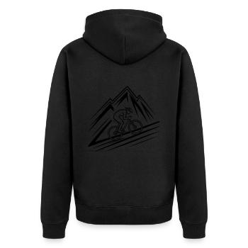 Fahrrad Berg Mountainbike Mountainbiker - Unisex Premium Bio Zip Hoodie - Schwarz - Hinten - Nico (187cm)