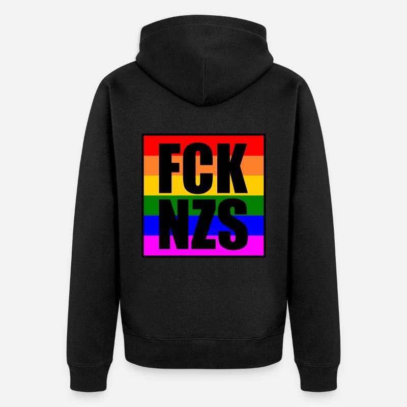 Fck nzs - Unisex Premium Bio Zip Hoodie - Schwarz