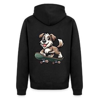 Cute Skater Dog - Unisex Premium Bio Zip Hoodie - Schwarz - Hinten - Nico (187cm)