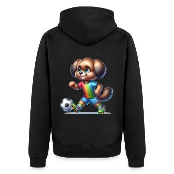 Chien de joueur de football mignon - Veste à capuche bio Premium Unisexe - noir - Dos - Nico (187cm)