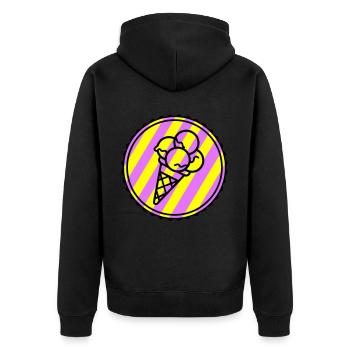 Eicreme Eis Icon - Unisex Premium Bio Zip Hoodie - Schwarz - Hinten - Nico (187cm)