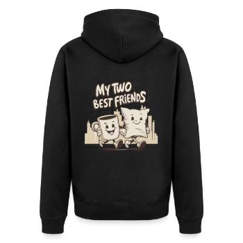 Tasse à café et oreiller Mes deux meilleurs amis - Veste à capuche bio Premium Unisexe - noir - Dos - Nico (187cm)