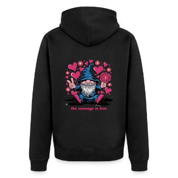 Valentine's Day Gnome Dear Gnome Lovers - Unisex Premium Organic Zip Hoodie - black - Back - Nico (187cm)