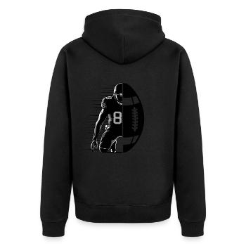 American Football Spieler Sport Geschenk - Unisex Premium Bio Zip Hoodie - Schwarz - Hinten - Nico (187cm)