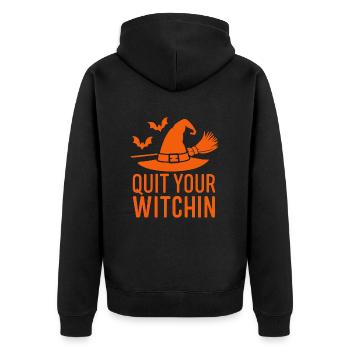Quittez votre sorcière Halloween en disant la citation - Veste à capuche bio Premium Unisexe - noir - Dos - Nico (187cm)