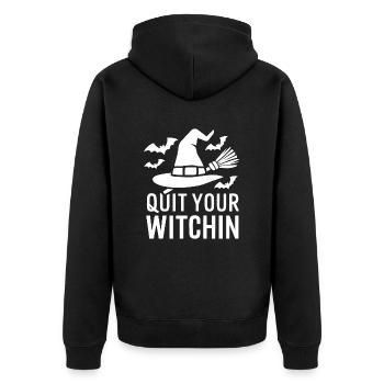 Halloween disant citation Quittez votre sorcière - Veste à capuche bio Premium Unisexe - noir - Dos - Nico (187cm)