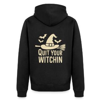 Halloween disant citation Quittez votre sorcière - Veste à capuche bio Premium Unisexe - noir - Dos - Nico (187cm)
