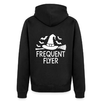 Halloween Saying Quote Frequent Flyer - Unisex Premium Organic Zip Hoodie - black - Back - Nico (187cm)