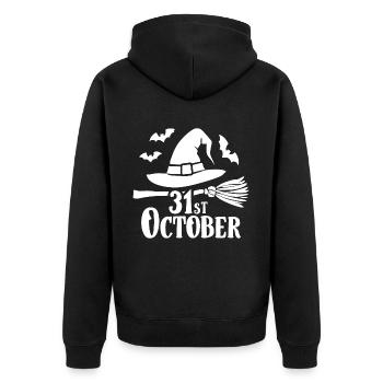 Citation du dicton d’Halloween 31 octobre - Veste à capuche bio Premium Unisexe - noir - Dos - Nico (187cm)