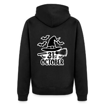 31 octobre Halloween Dicton Citation - Veste à capuche bio Premium Unisexe - noir - Dos - Nico (187cm)
