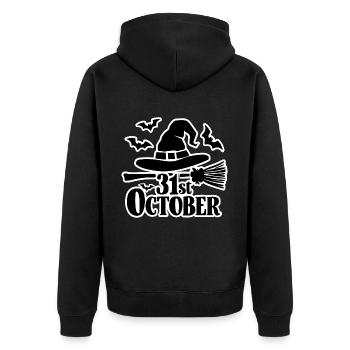 31 octobre Halloween Dicton Citation - Veste à capuche bio Premium Unisexe - noir - Dos - Nico (187cm)