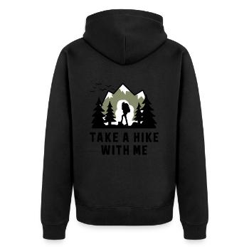 Wandern Wanderer Take A Hike With Me - Unisex Premium Bio Zip Hoodie - Schwarz - Hinten - Nico (187cm)