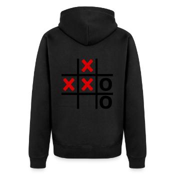TIC TAC TOE Feld Retro - Unisex Premium Bio Zip Hoodie - Schwarz - Hinten - Nico (187cm)