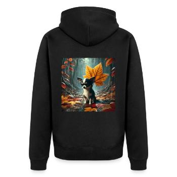 Sad Chihuahua in the Rain in Autumn - Unisex Premium Organic Zip Hoodie - black - Back - Nico (187cm)