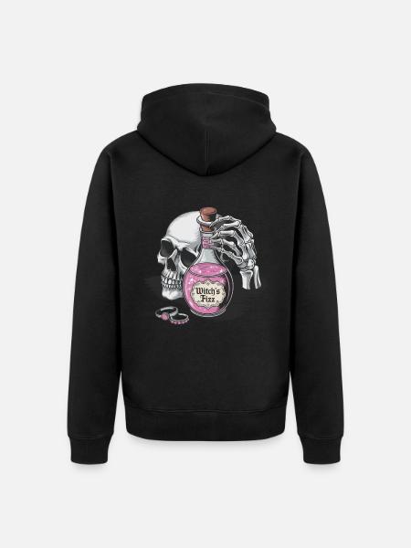 Witch's Fizz Halloween Skull - Unisex Premium Organic Zip Hoodie - black