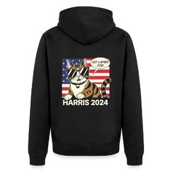 Cat Ladies Pour Harris 2024 États-Unis Amérique - Veste à capuche bio Premium Unisexe - noir - Dos - Nico (187cm)